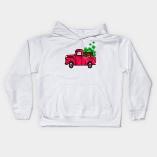 PINK St Patricks Day Kids Truck with shamrock Kids Hoodie